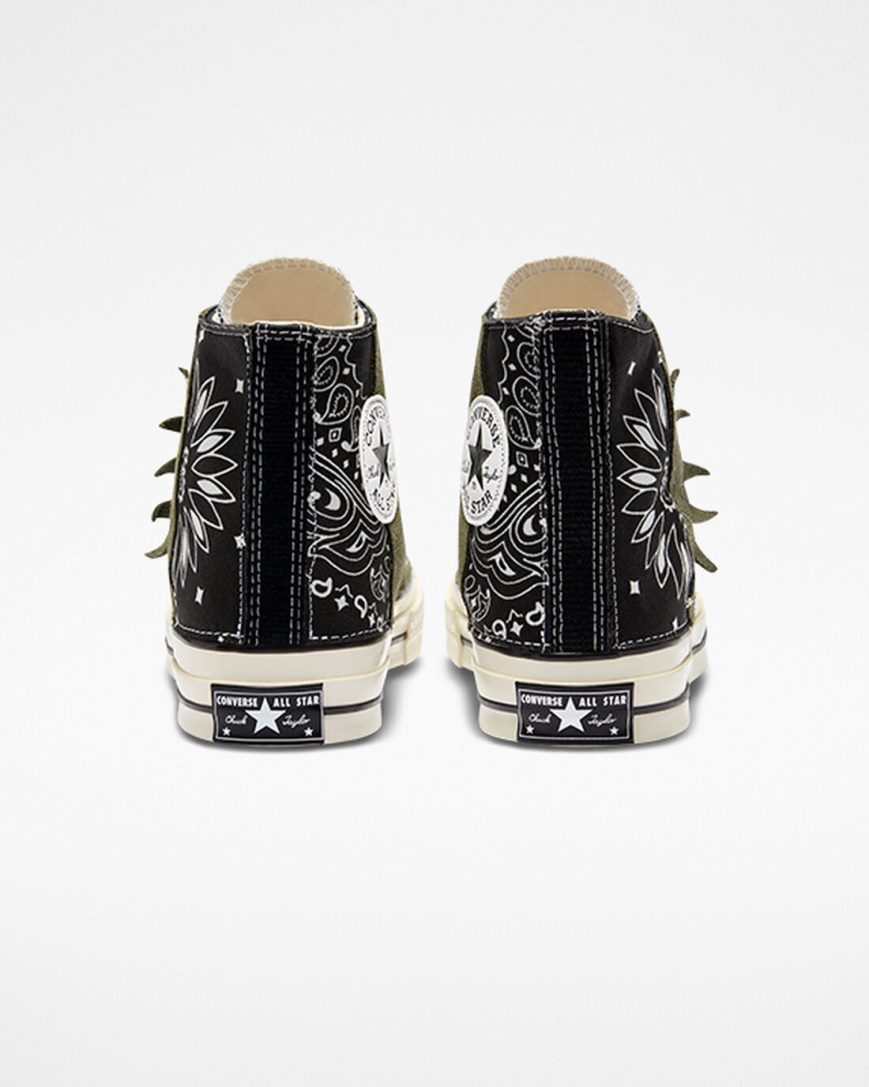 Tenisi Inalti Barbati Converse Chuck 70 LTD Paisley Piele Intoarsa Negrii Verzi | RO UDJGH871